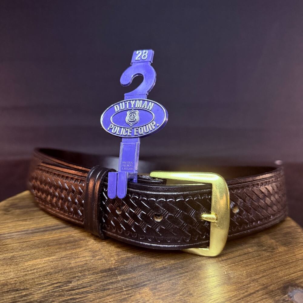 Dutyman Officer Duty Belt Size M' 28" Basketweave 1521T Leather 1.5" Wide Black